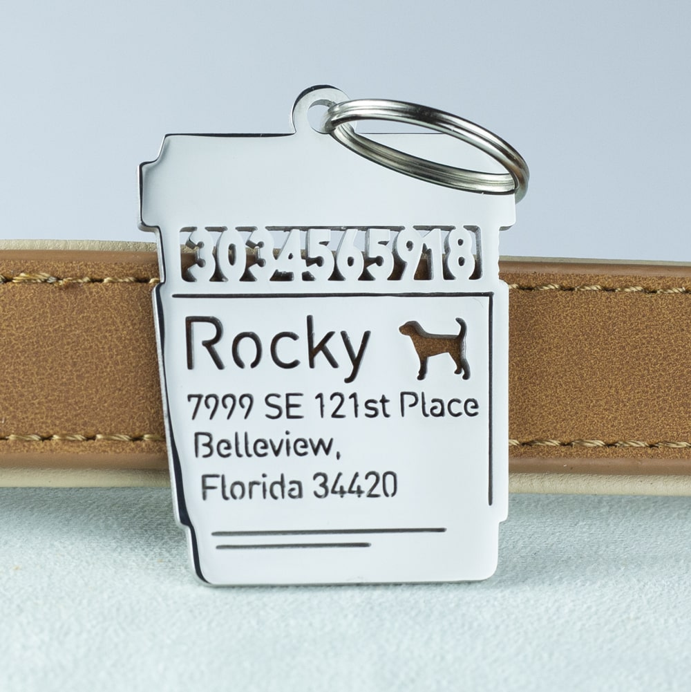 Coffee-dog-id-tag-with-collar