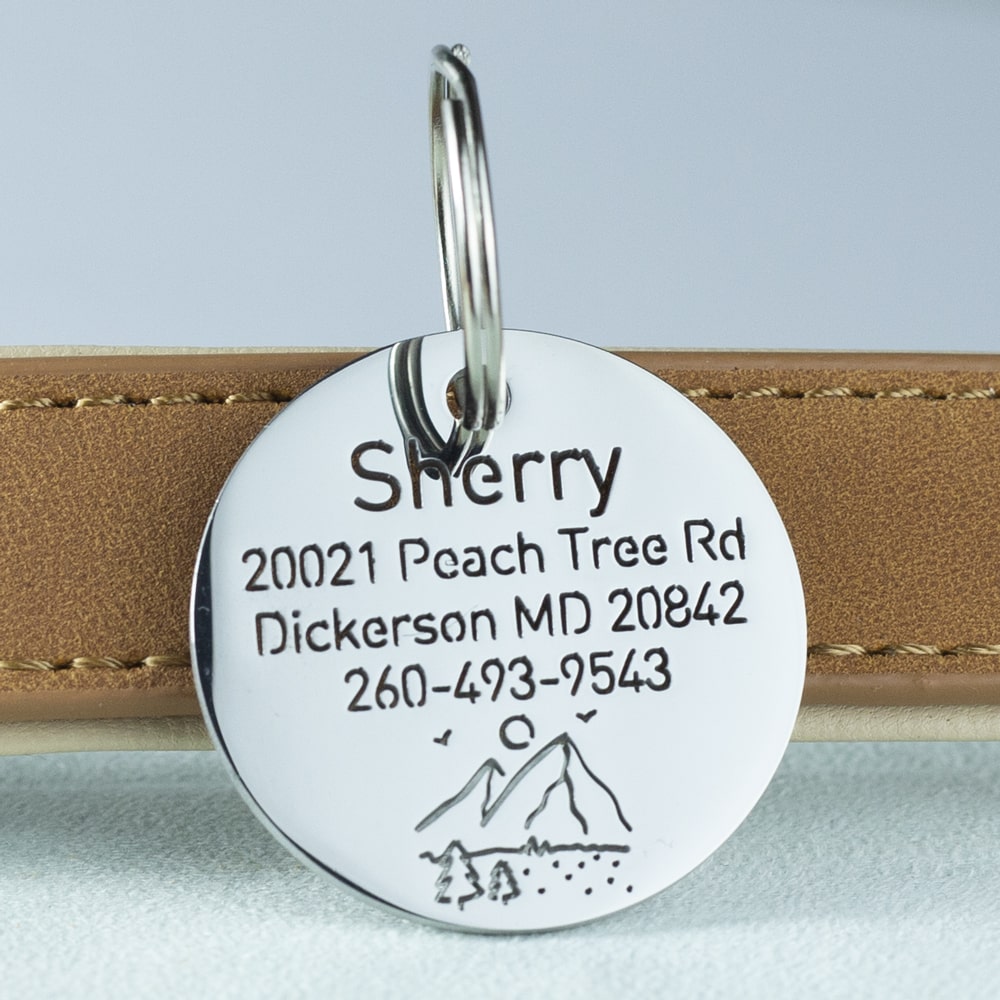 Round-pet-id-tag-with-hills-icon