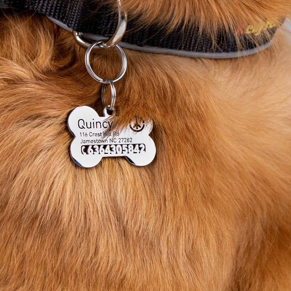 Dog Tag - Dog Tags for Dogs Personalized - Dog Name Tags - Dog Collar Tag -  Rose Gold Dog Tag with Icon - Dog Id Tags Double Sided