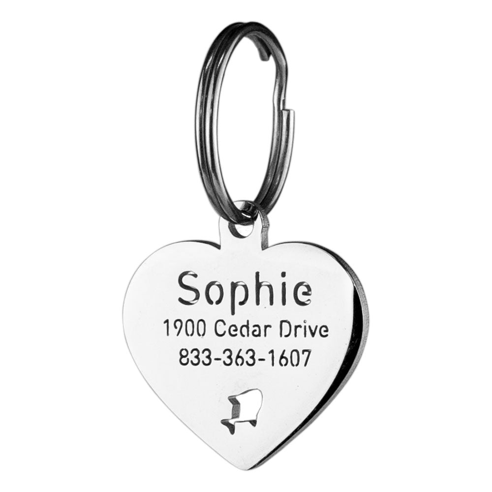 Heart dog store tags engraved